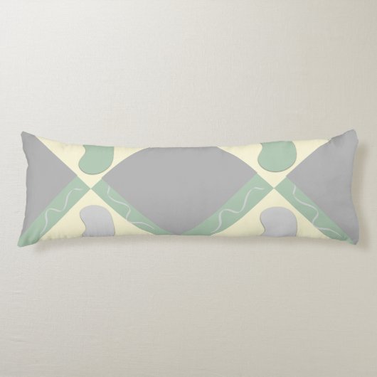 Lichtgrijs en pastelgroen patroon lichaamskussen (Voorkant)