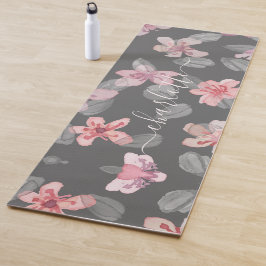 Lichtgrijs en roze monogram yogamat
