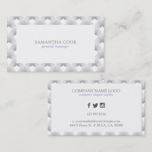 Lichtgrijs en wit decopatroon visitekaartje (Voorkant / Achterkant)