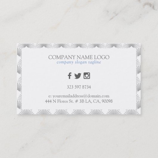 Lichtgrijs en wit decopatroon visitekaartje (Achterkant)