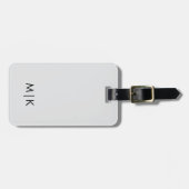 Lichtgrijs en Wit Modern Monogram Bagagelabel (Voorkant horizontaal)
