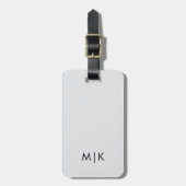 Lichtgrijs en Wit Modern Monogram Bagagelabel (Voorkant verticaal)