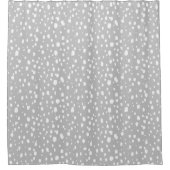 Lichtgrijs en witte abstracte stippen douchegordijn (Voorkant)