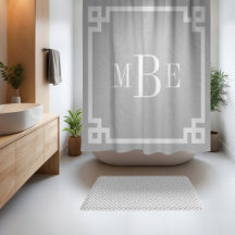 Lichtgrijs en witte Griekse sleutel | Monogram
