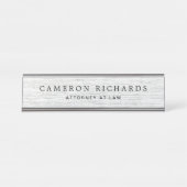 Lichtgrijs faux houtnerf naam en titel sjabloon bureau naambordje (Voorkant)