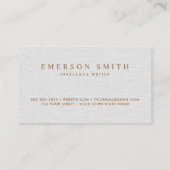 Lichtgrijs faux linnen minimalistisch professional visitekaartje (Achterkant)