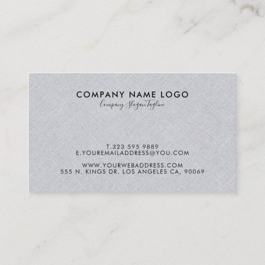 Lichtgrijs Faux Linnen Visitekaartje (Achterkant)