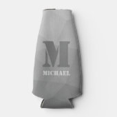 Lichtgrijs geometrisch maaspatroon Monogram Flesjeskoeler (Voorkant)