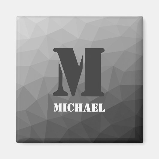 Lichtgrijs geometrisch maaspatroon Monogram Magneet (Voorkant)