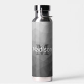 Lichtgrijs geometrisch Mesh Patroon Monogram Waterfles (Links)