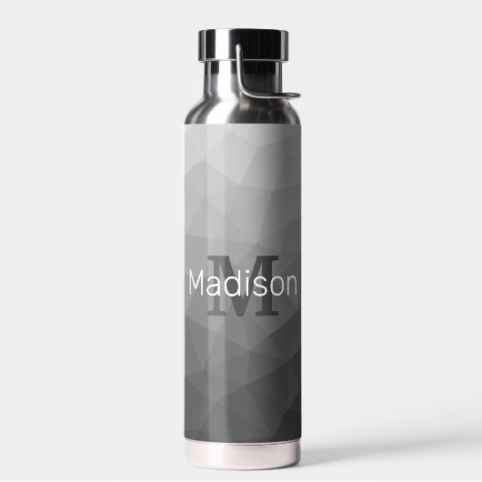 Lichtgrijs geometrisch Mesh Patroon Monogram Waterfles (Links)
