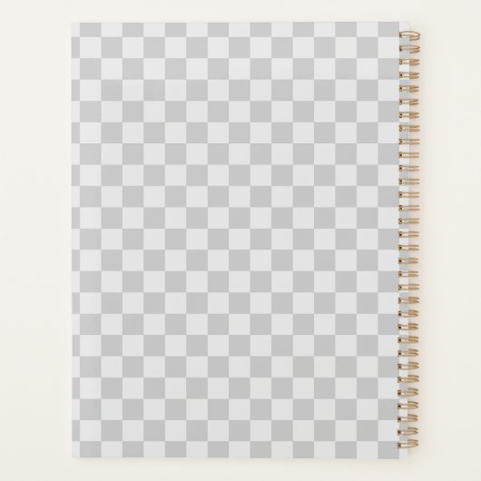 Lichtgrijs geruit dambordpatroon planner (Achterkant)