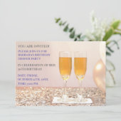 Lichtgrijs goud 30ste verjaardag champagne kaart (Staand voorkant)