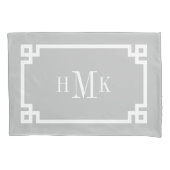 Lichtgrijs Grieks Sleutel Monogram Standaard Kusse Kussensloop (Voorkant-Links)