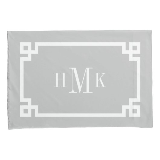 Lichtgrijs Grieks Sleutel Monogram Standaard Kusse Kussensloop (Voorkant-Rechts)