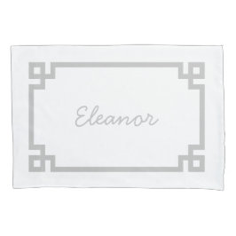 Lichtgrijs Grieks Sleutel Monogram Standaard Kusse Kussensloop