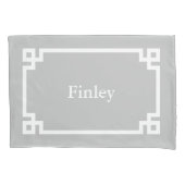 Lichtgrijs Grieks Sleutel Monogram Standaard Kusse Kussensloop (Voorkant)