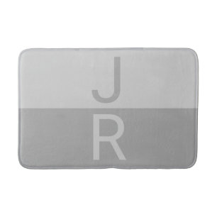 Lichtgrijs & Grijs Modern Initialen Monogram Badmat