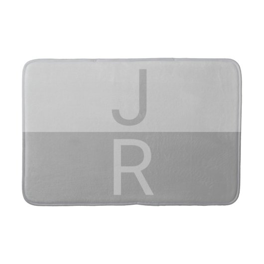 Lichtgrijs & Grijs Modern Initialen Monogram Badmat (Voorkant)