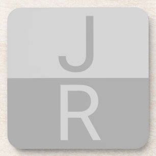 Lichtgrijs & Grijs Modern Initialen Monogram Bier Onderzetter