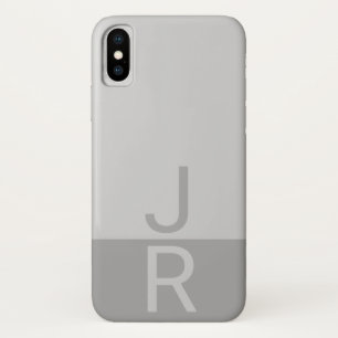 Lichtgrijs & Grijs Modern Initialen Monogram Case-Mate iPhone Case
