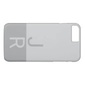 Lichtgrijs & Grijs Modern Initialen Monogram Case-Mate iPhone Case (Achterkant (Horizontaal))