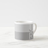 Lichtgrijs & Grijs Modern Initialen Monogram Espresso Kop (Voorkant rechts)