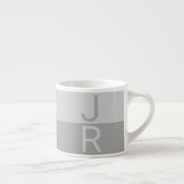 Lichtgrijs & Grijs Modern Initialen Monogram Espresso Kop