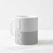 Lichtgrijs & Grijs Modern Initialen Monogram Koffiemok (Voorkant links)