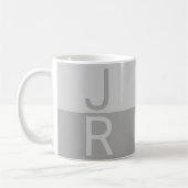 Lichtgrijs & Grijs Modern Initialen Monogram Koffiemok (Links)