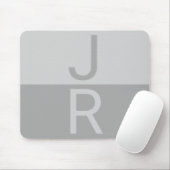 Lichtgrijs & Grijs Modern Initialen Monogram Muismat (Met muis)
