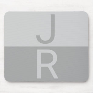 Lichtgrijs & Grijs Modern Initialen Monogram Muismat