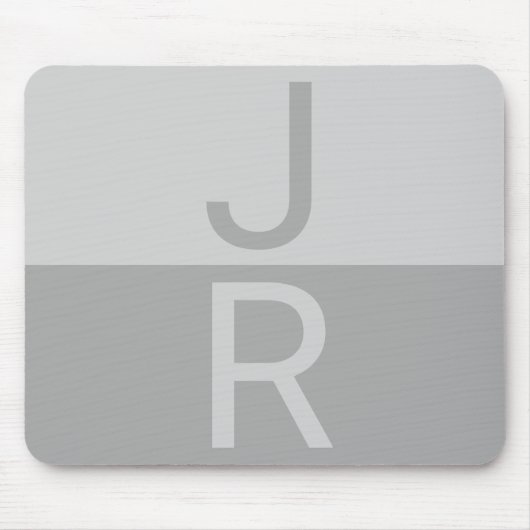 Lichtgrijs & Grijs Modern Initialen Monogram Muismat (Voorkant)