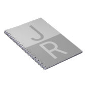Lichtgrijs & Grijs Modern Initialen Monogram Notitieboek (Rechterzijde)