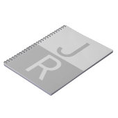 Lichtgrijs & Grijs Modern Initialen Monogram Notitieboek (Linkerzijde)