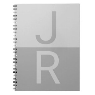 Lichtgrijs & Grijs Modern Initialen Monogram Notitieboek