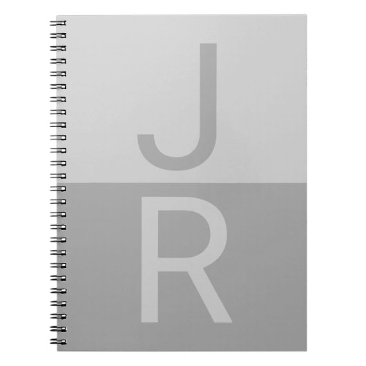 Lichtgrijs & Grijs Modern Initialen Monogram Notitieboek (Voorkant)