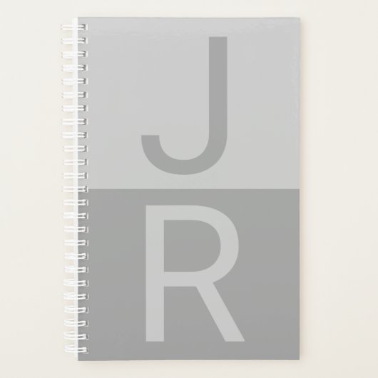 Lichtgrijs & Grijs Modern Initialen Monogram Planner (Voorkant)