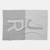 Lichtgrijs & Grijs Modern Initialen Monogram Theedoek (Horizontaal)