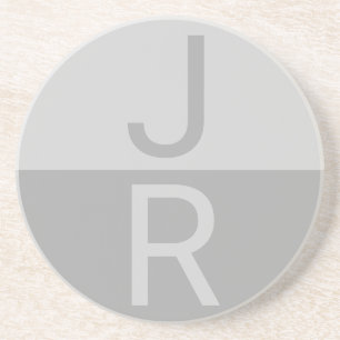 Lichtgrijs & Grijs Modern Initialen Monogram Zandsteen Onderzetter