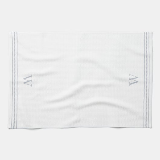Lichtgrijs | Helling Stripe Monogram Theedoek (Horizontaal)