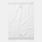 Lichtgrijs | Helling Stripe Monogram Theedoek (Verticaal)