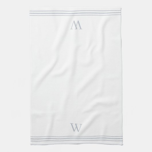Lichtgrijs | Helling Stripe Monogram Theedoek (Verticaal)