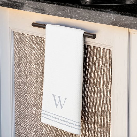 Lichtgrijs | Helling Stripe Monogram Theedoek