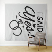 Lichtgrijs Ik zei ja verlovingsfeest Wandkleed (In Situ (horizontaal))