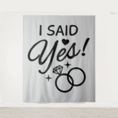 Lichtgrijs Ik zei ja verlovingsfeest Wandkleed (Voorkant)
