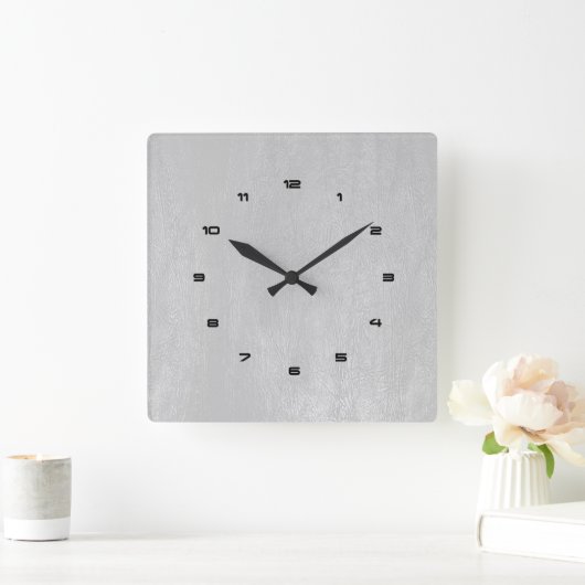 Lichtgrijs kunstleder vierkante klok (Huis)