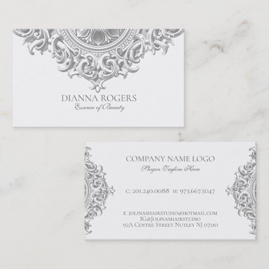 Lichtgrijs   Mandala Swirls Visitekaartje (Voorkant / Achterkant)