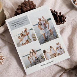 Lichtgrijs Modern Neutraal 4 foto Elegant Feestdagenkaart