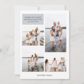 Lichtgrijs Modern Neutraal 4 foto Elegant Feestdagenkaart (Voorkant)